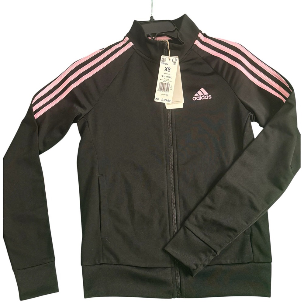 Adidas Jacket Women Extra Small Black Pink Track Jacket NWT‎